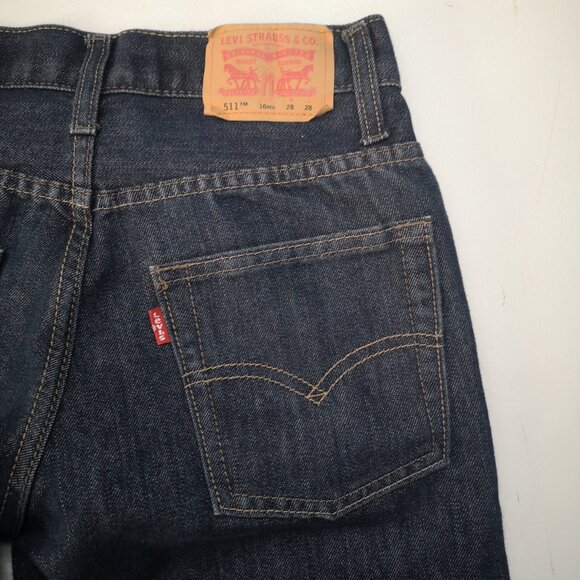 Levi's 511 Boys Size 16 Reg. Dark Wash Zipper & Button Closure Slim Blue Jeans - Picture 11 of 14
